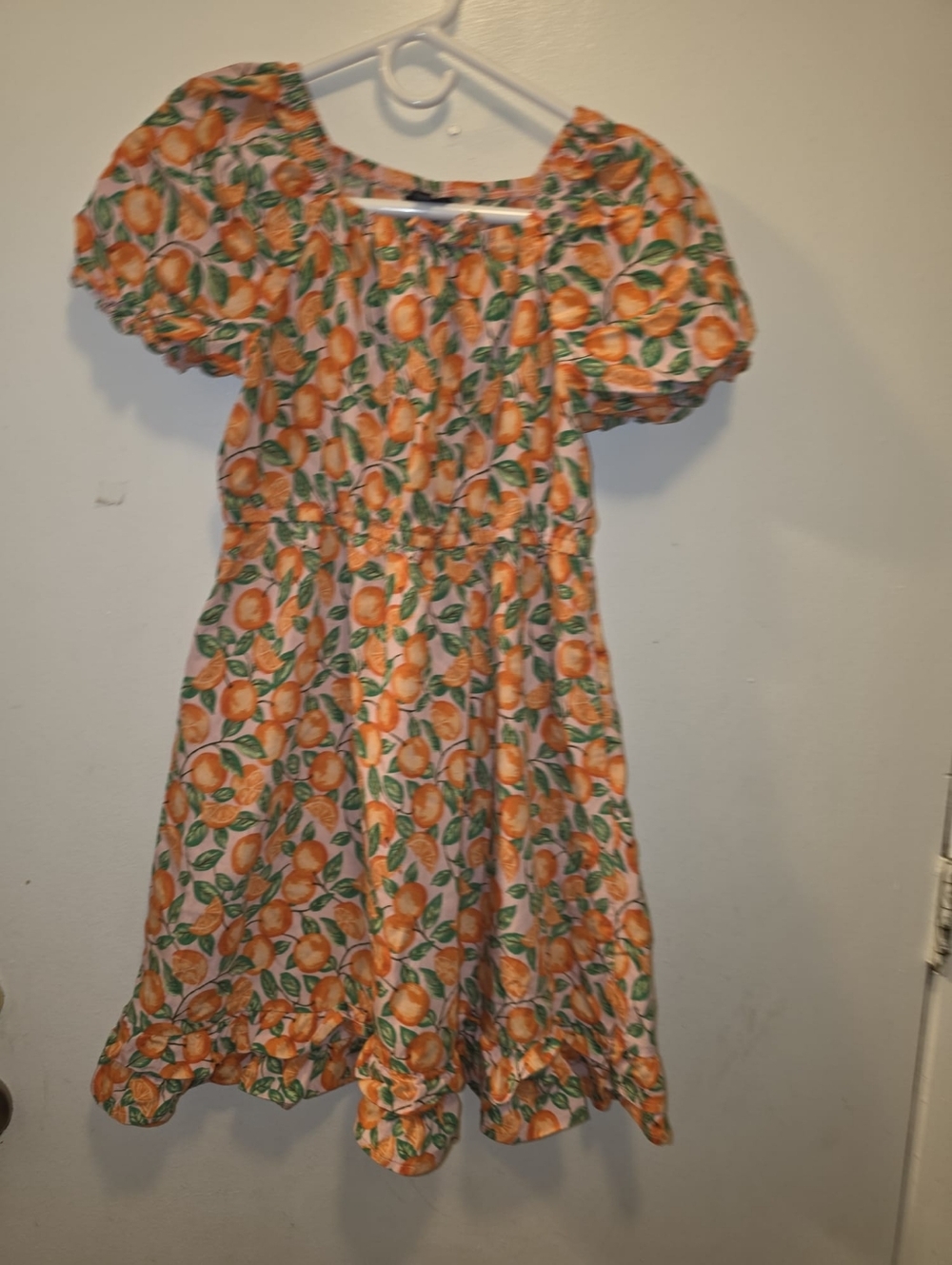 Zac Posen Orange & Green Fruit-Print Puff-Sleeve Dress